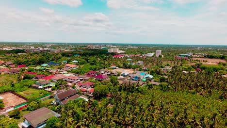 view of the surrounding landscape looking out from the top of wat samphran dragon temple, sam phran province thailand