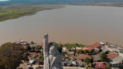 janitzio island morelos statue drone orbit