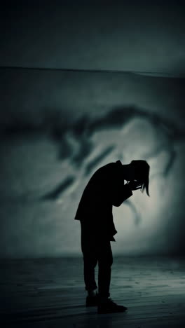 Silhouette of a Person in Distress