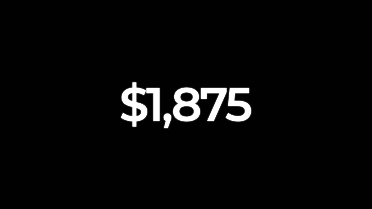 Money Counter Increasing from Zero to Ten Thousand Dollars