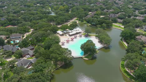 aerial view of the cinco ranch beach club pool in katy, texas