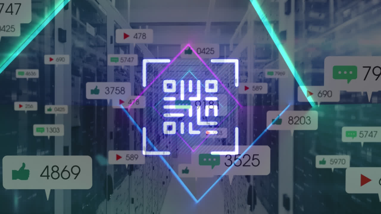 Animation of qr code over social media icons