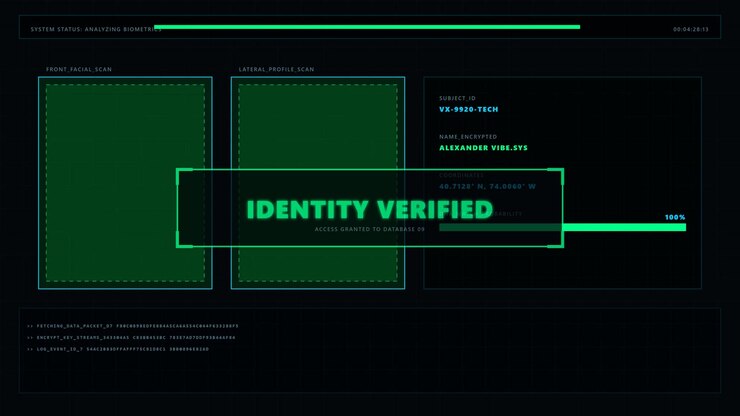 Futuristic Digital Biometric Identity Verification Interface
