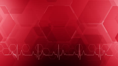red medical background design. geometric abstract animation with hexagons. cardiogram line of the heart. looped.