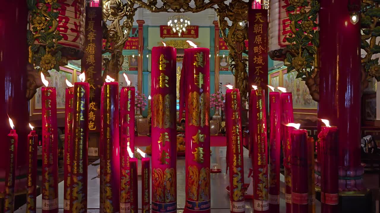 Candles in a Chinese temple in Bangkok's Chinatown