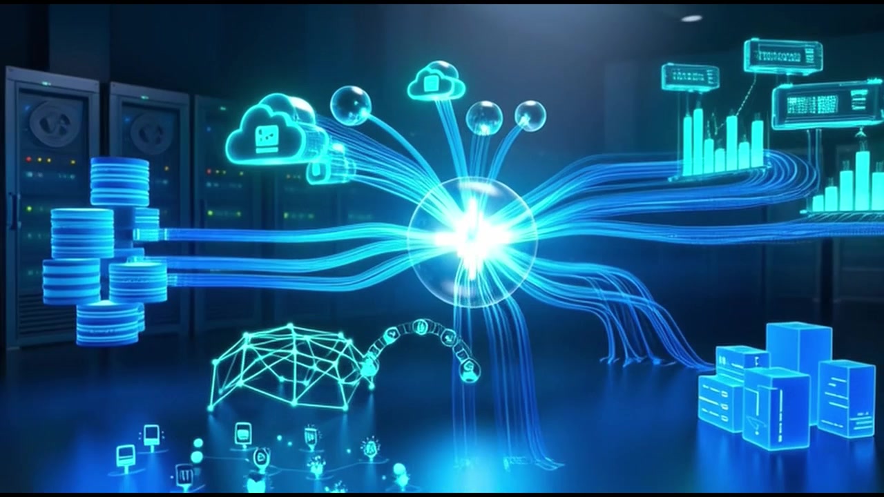Digital Data Flow and Network Connectivity in a Server Room
