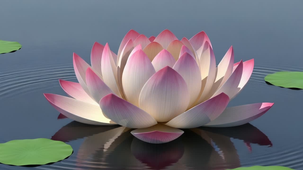 Captivating Beauty of a Serene Water Lily Blooming on Tranquil Waters, Showcasing Its Delicate Petals and Harmonious Colors Reflecting Nature's Artistry