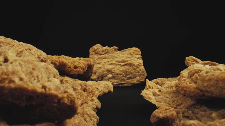Large pieces of processed soya chunks