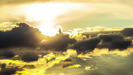 timelapse of morning sunlight through the sweeping clouds with sun rays