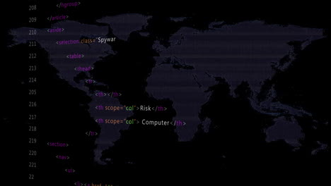 Animation-Einer-Mehrfarbigen-Computersprache-Und-Einer-Karte-Auf-Schwarzem-Hintergrund