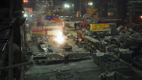 industrial metal fabrication and welding in a factory