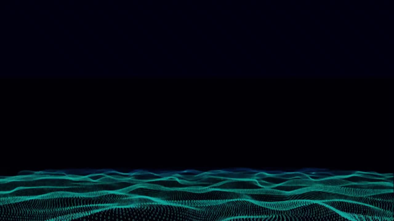 Undulating glowing green waves on black background