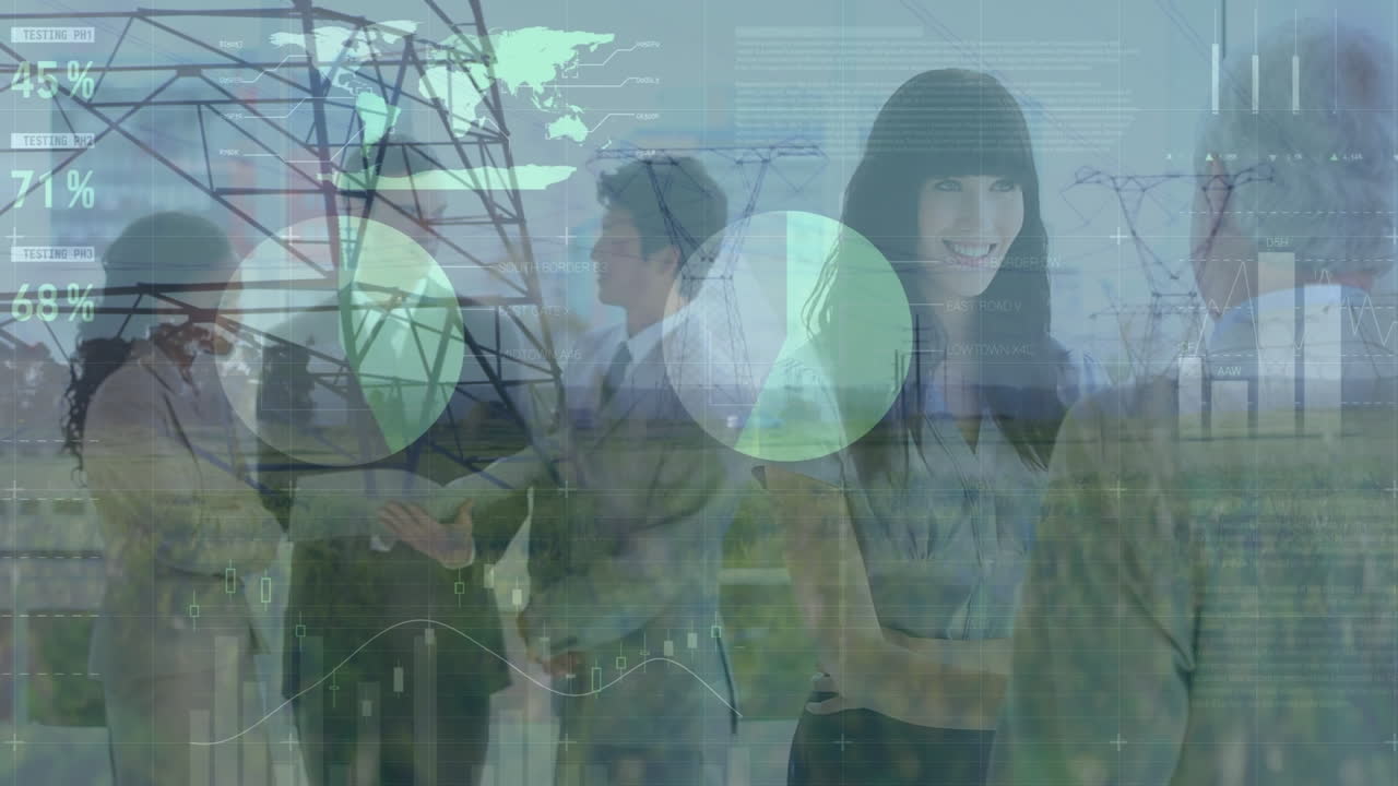 통계 및 금융 데이터 처리에 대한 다양한 비즈니스 사람들을 만나는 데