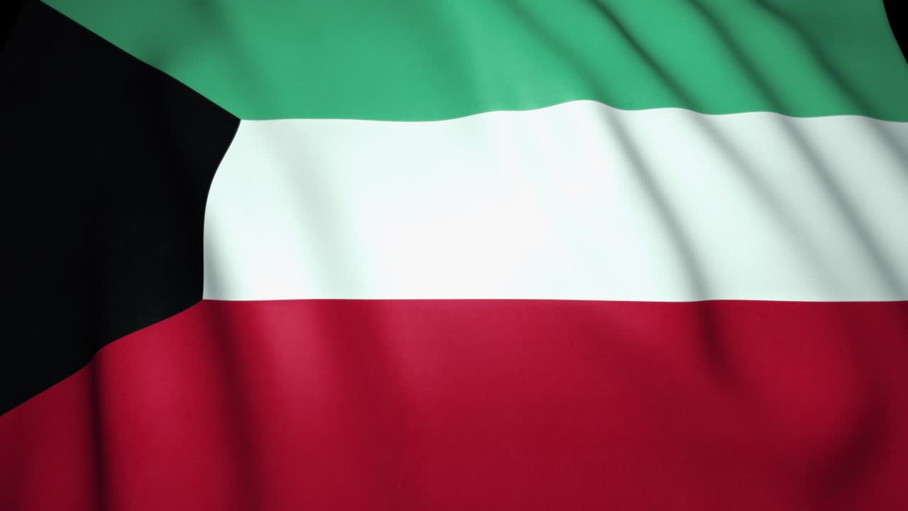 el fondo de la bandera realista de kuwait agitando. animación de bucle
