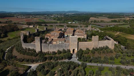 monteriggioni castle in tuscany, italy. fortified medieval roman old village town. round shape