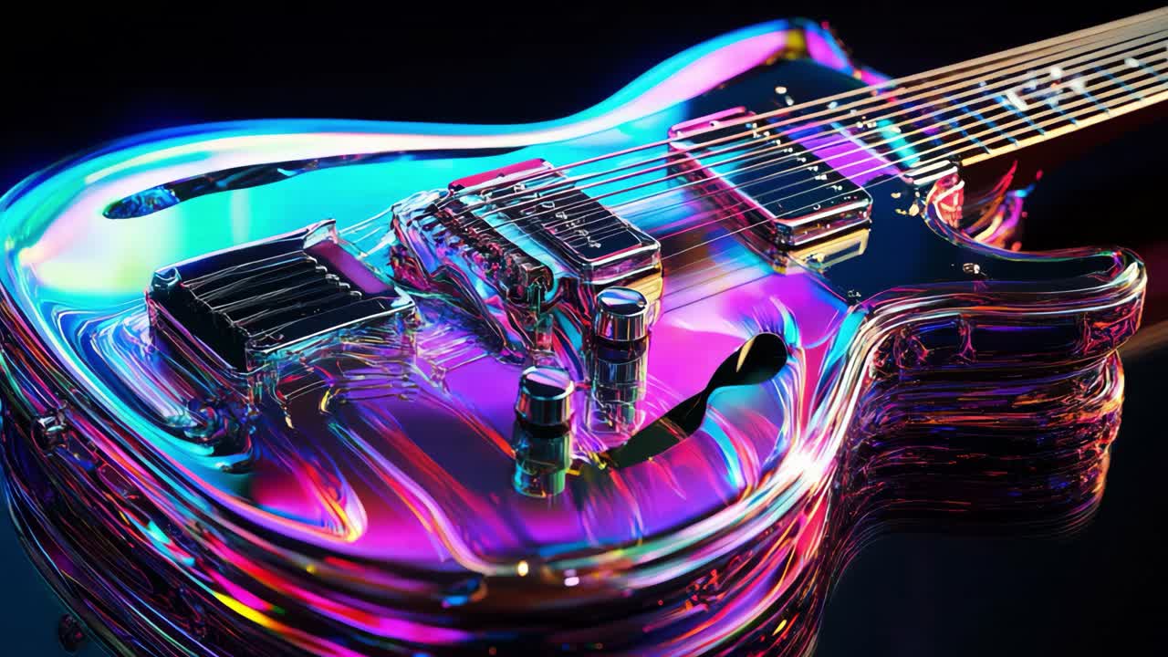 Gökkuşağı Holografik Elektro Gitar