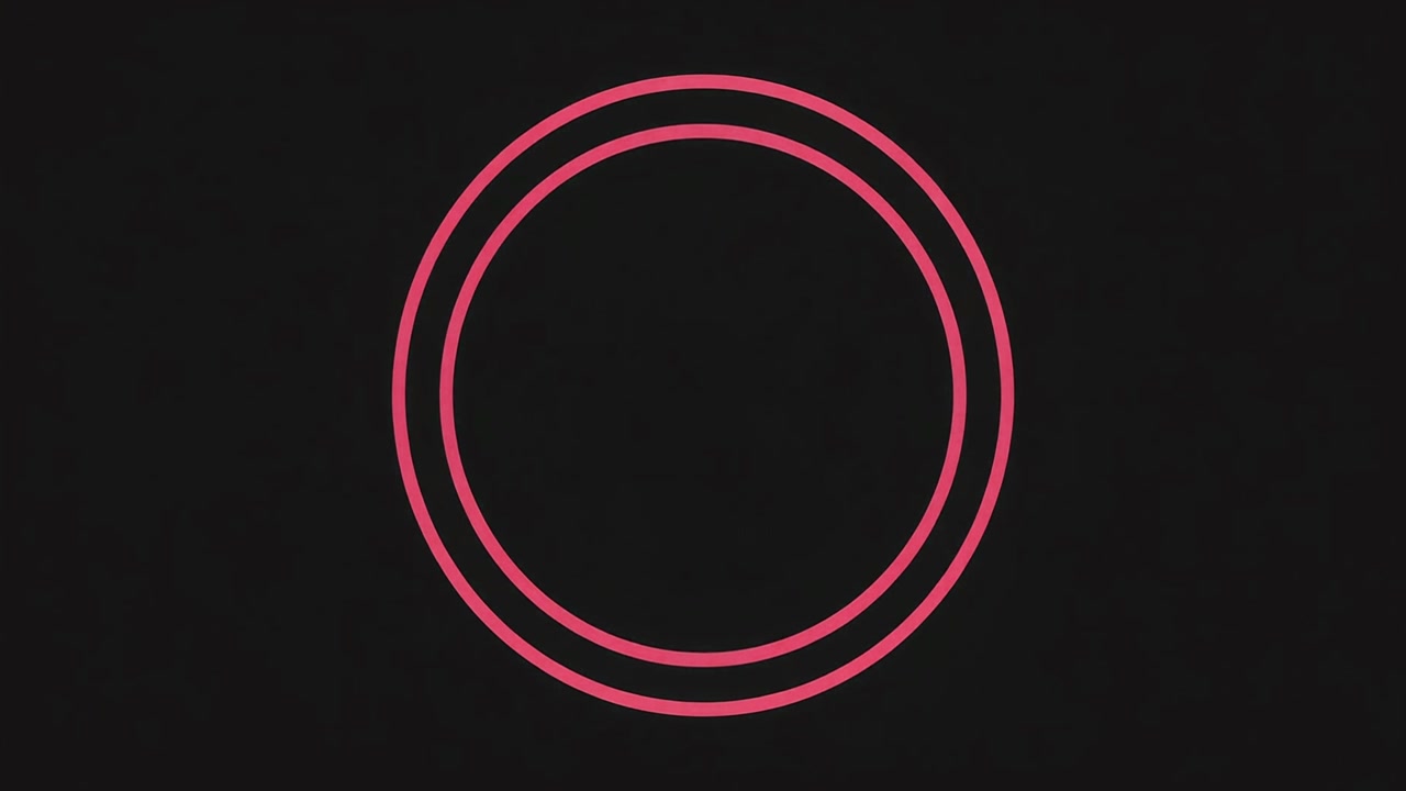 Cerchi concentrici rosa minimalisti pulsanti su sfondo nero