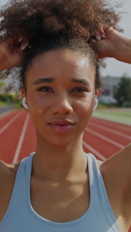 woman athlete on running track