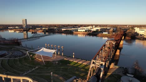 aerial drone showcase of shreveport riverfront, louisiana