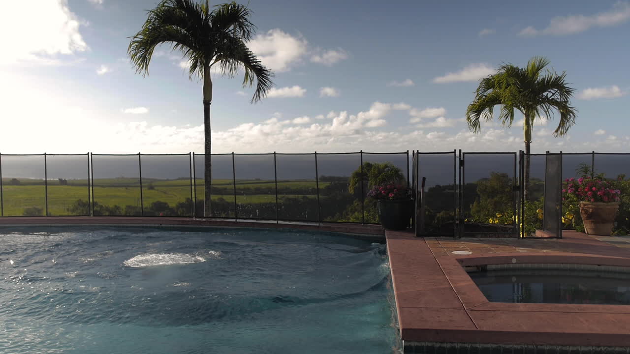 Ung mand på Hawaii springer i pool