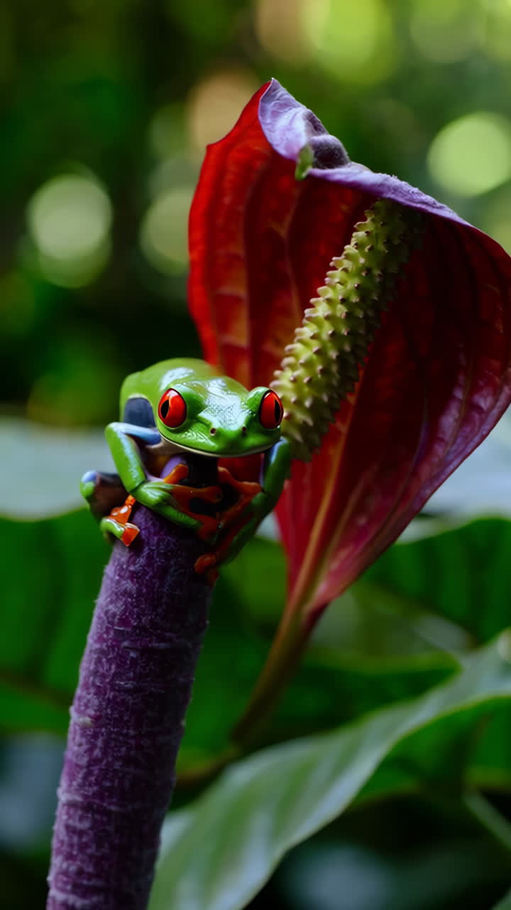 Red-Eyed Tree Frog on a Tropical Plant