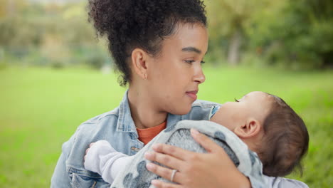 mother, child or baby in park for bonding