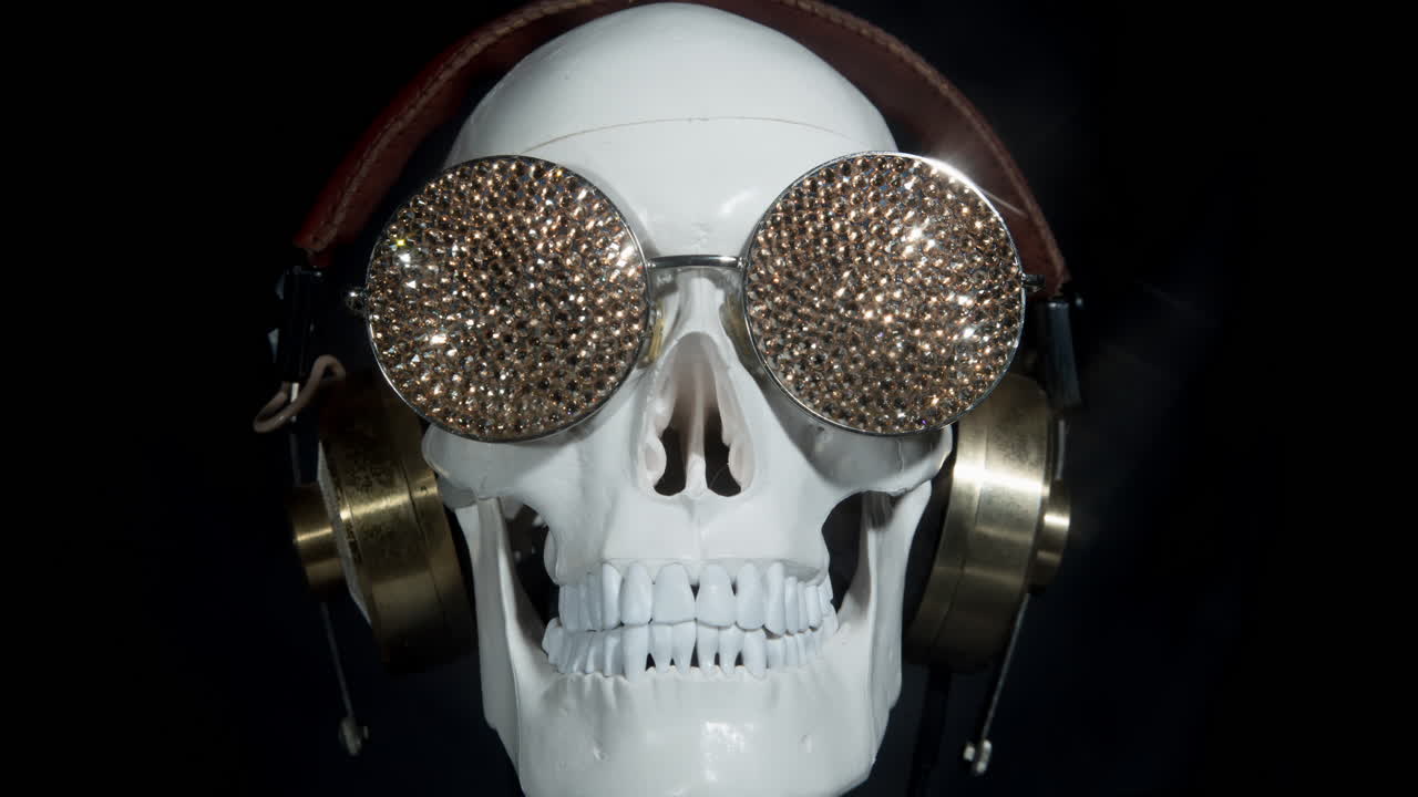 cranio umano con occhiali da sole