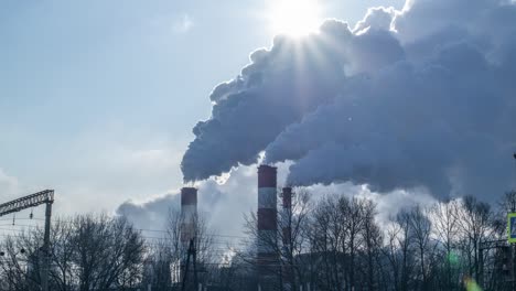 industrial factory pipes with smoke in moscow. russia