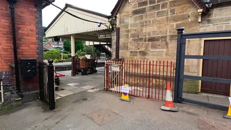 vintage luggage at llangollen station platform