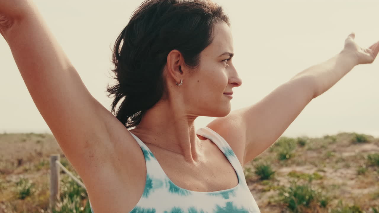 Serene Woman Practicing Yoga and Mindfulness Outdoors