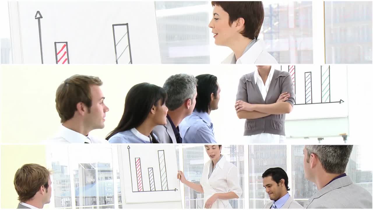 비즈니스 프레젠테이션의 비디오 몬태지