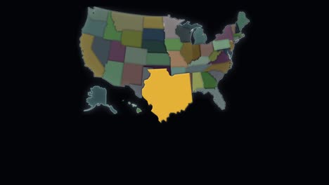 illinois is highlighted - usa - united states map