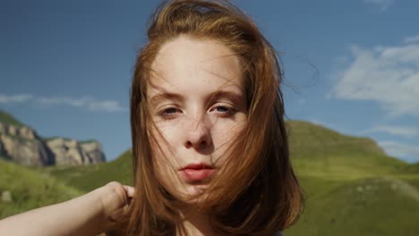 woman in the mountains