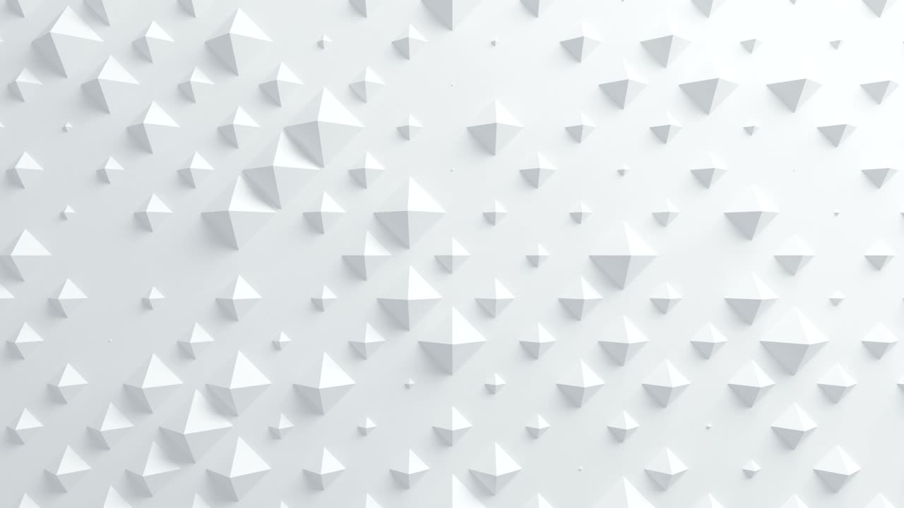 Beautiful White Pyramids on Surface Morphing in Seamless 3d Animation. Abstract Motion Design Background. Computer Generated Process. 4k UHD 3840x2160.
