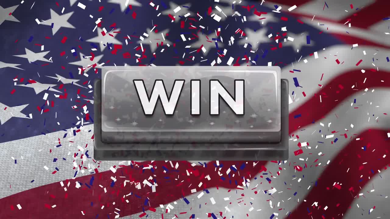 선거에서 승리를 보여주는 개념적 디지털 애니메이션 4k