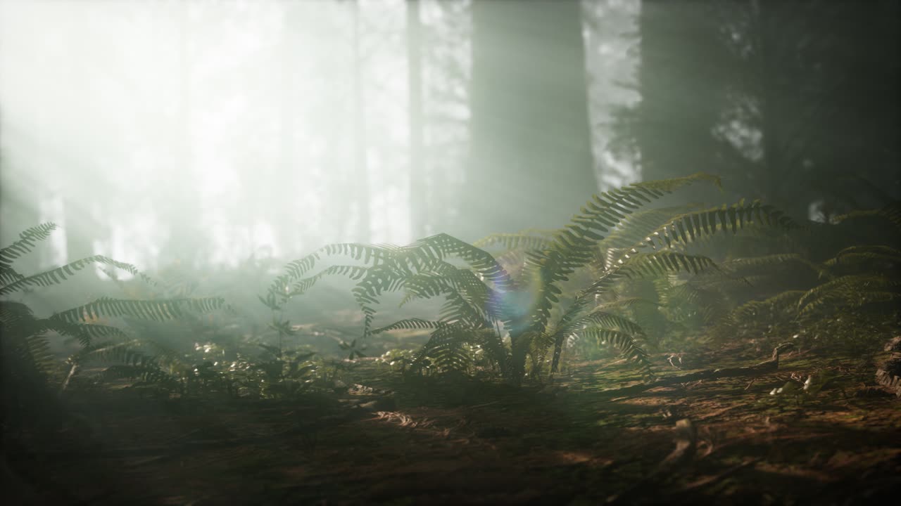 섹오이아 국립 공원 에서 안개 가 있는 아침