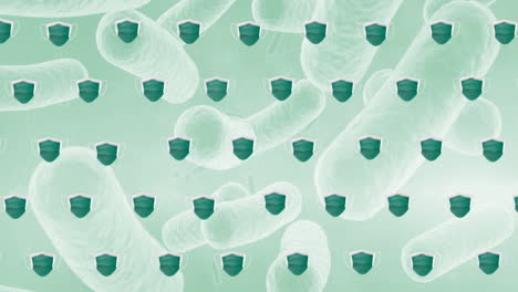animación de máscaras faciales que se mueven sobre las células de bacterias