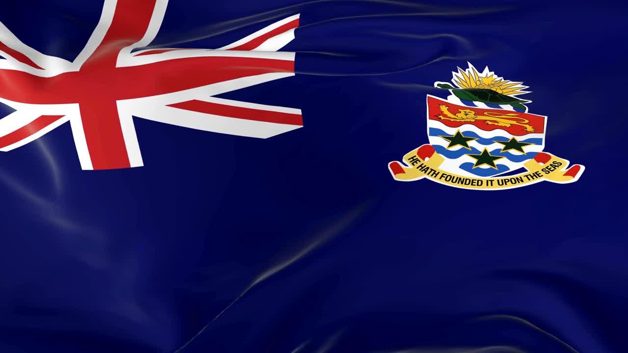 배경으로 루프 발을 흔들고 있는 케이먼 제도