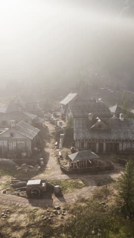 misty medieval village