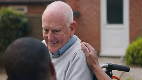 elderly man receiving compassionate care from caregiver