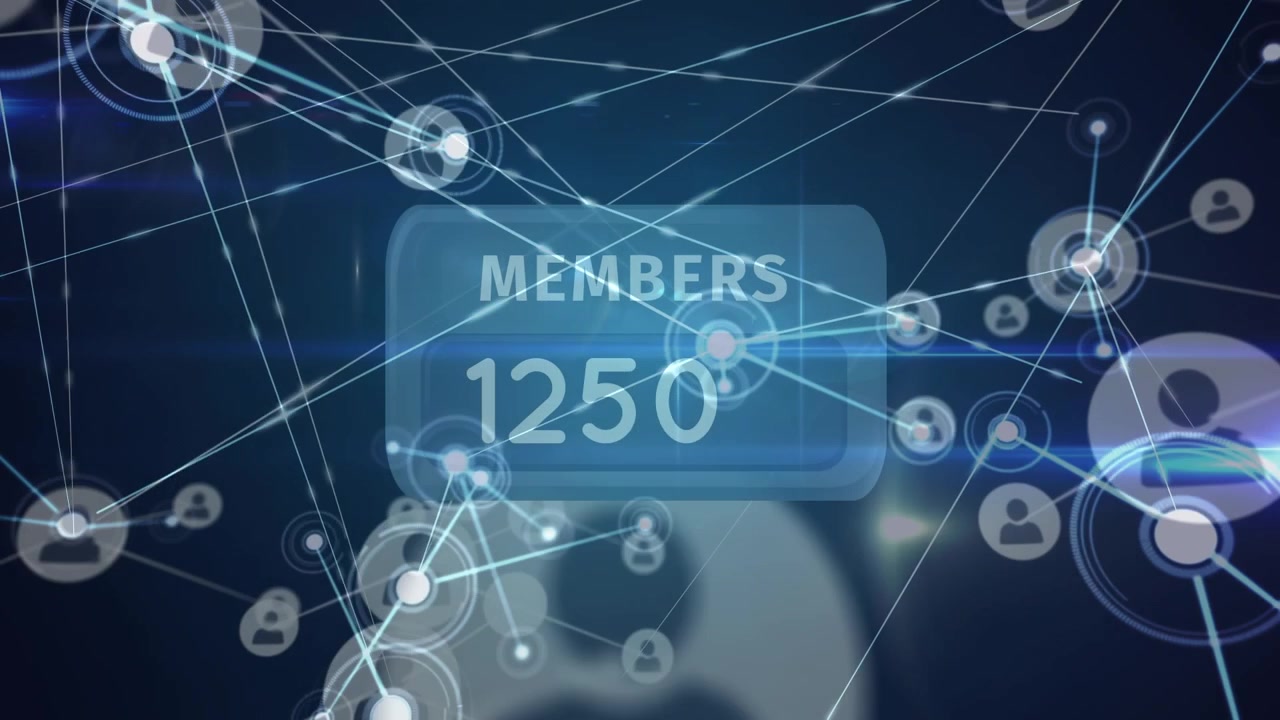 Digital Counter Displaying Growing Membership Numbers with Network Connections