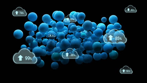 animation of clouds with growing number over blue balls
