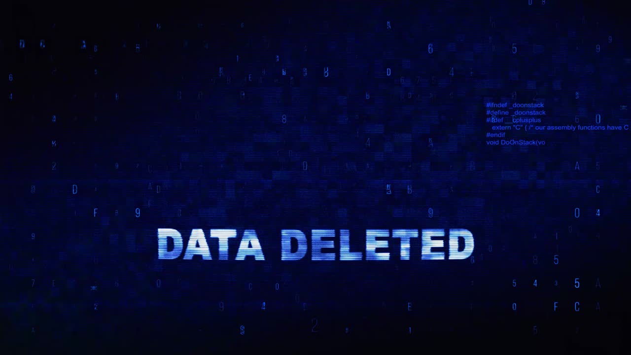 Data Deleted Error Message on a Digital Screen