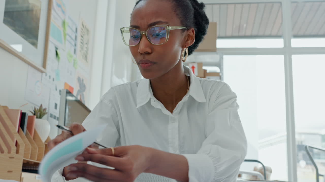 Stress, black woman and multitasking in hurry