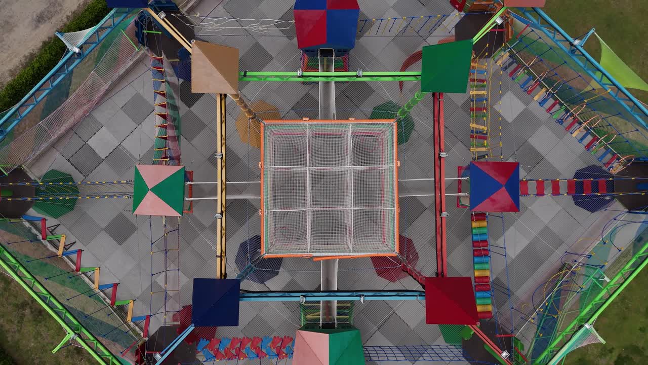 Overhead view of a colorful indoor playground