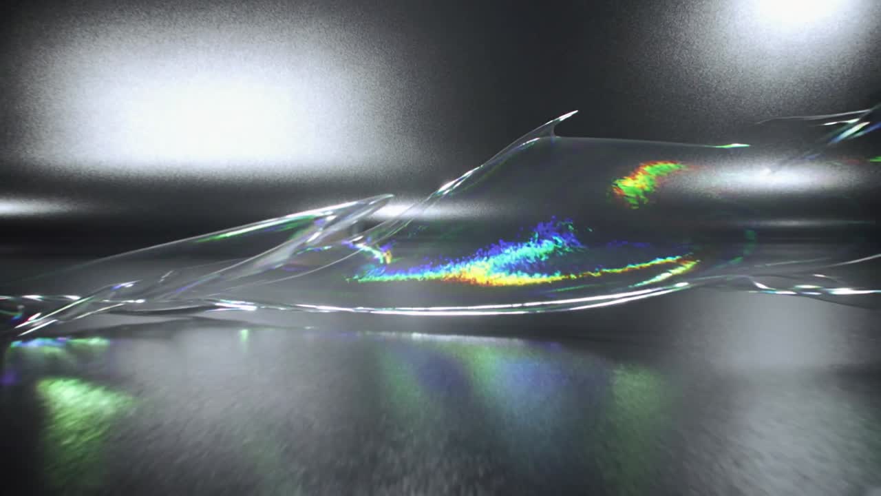 Translucent film traveling right after small disturbance, forming iridescent ridge for design