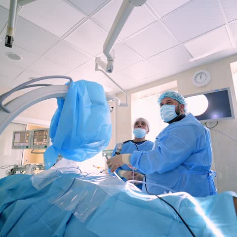team performing surgery operation