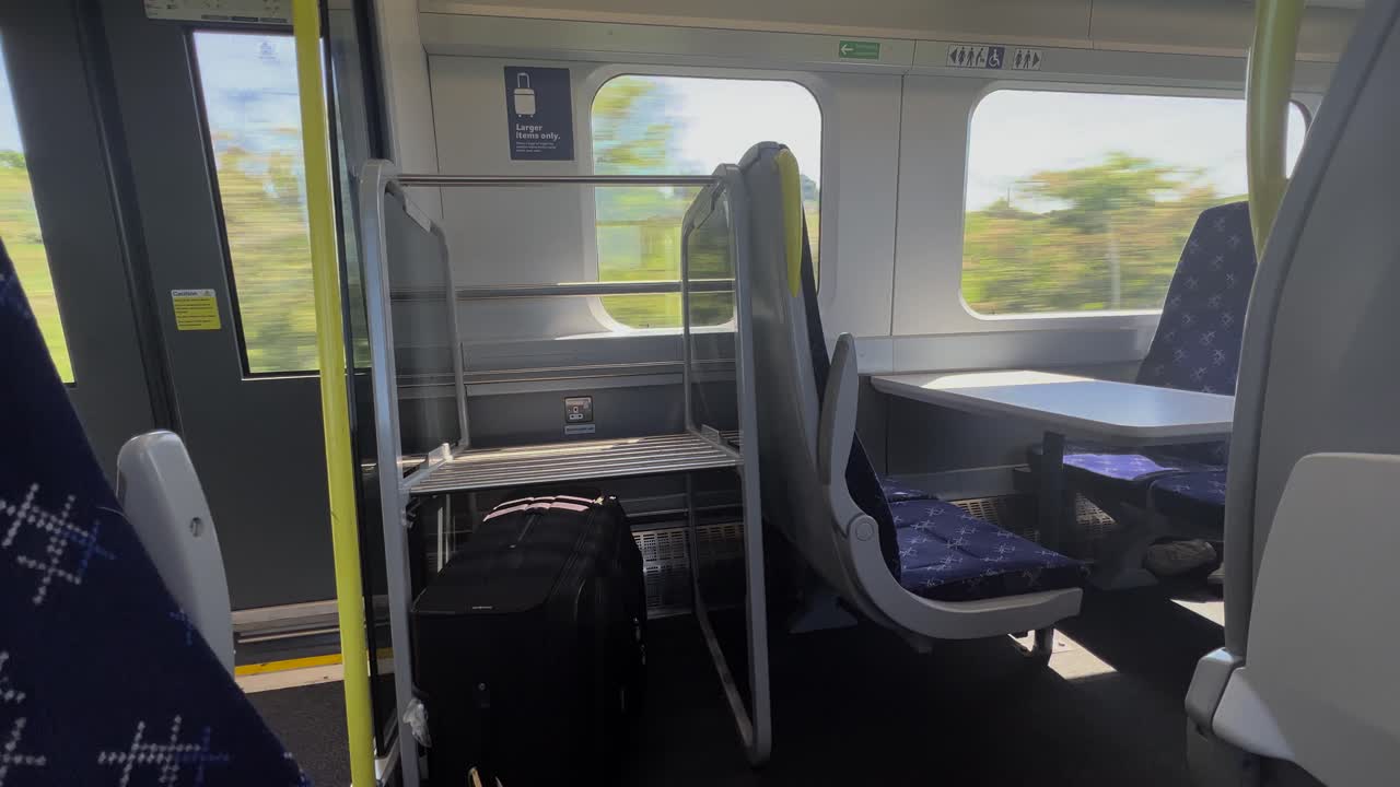 Interior UK Train Ride View Luggage Rack