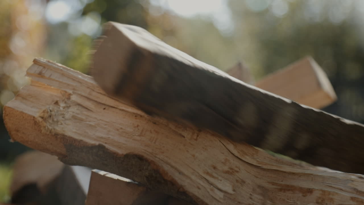 A pile of wooden logs