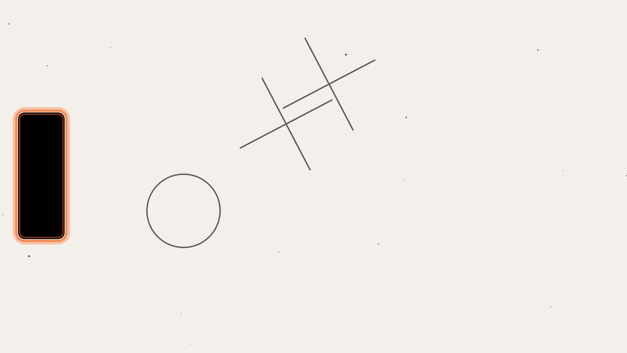 Motion graphics astratte con forme geometriche e cornice di smartphone